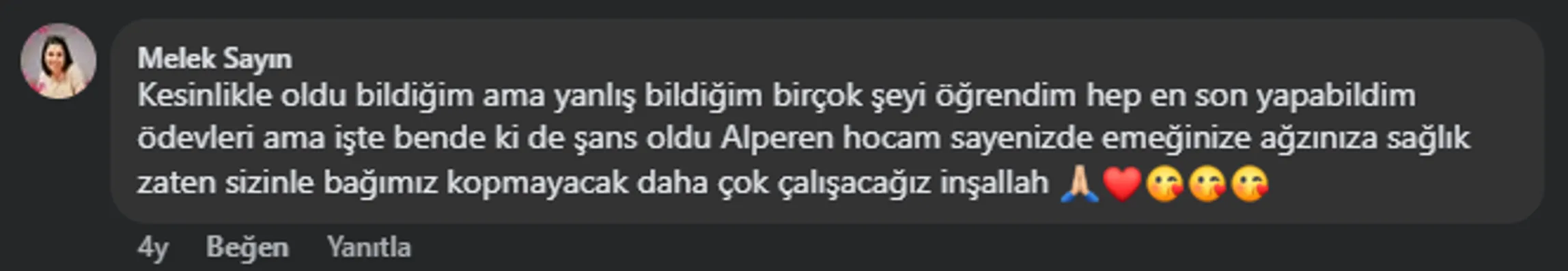Eğitim teşekkür mesajı