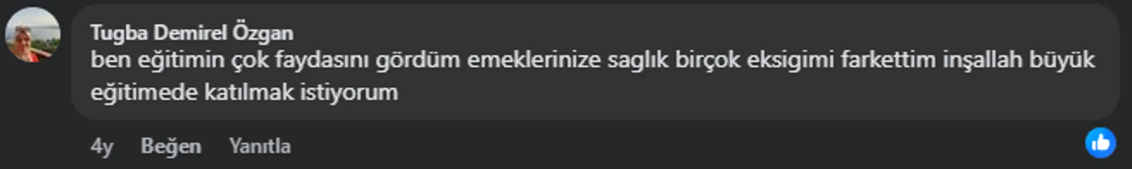 Eğitim teşekkür mesajı