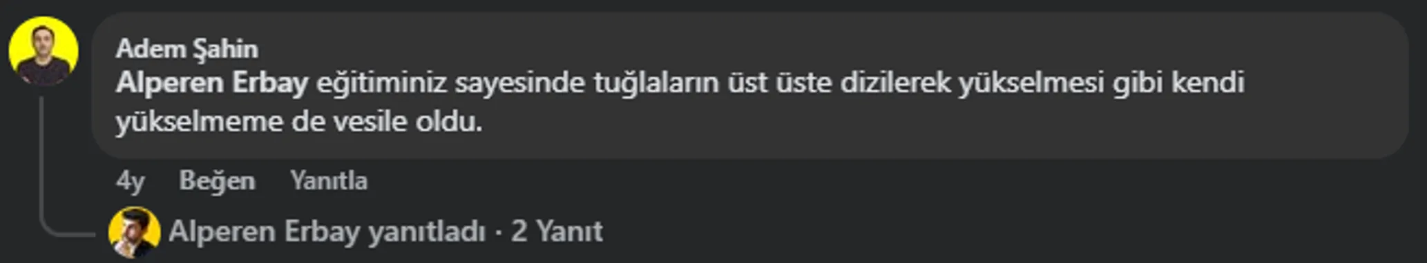Eğitim teşekkür mesajı